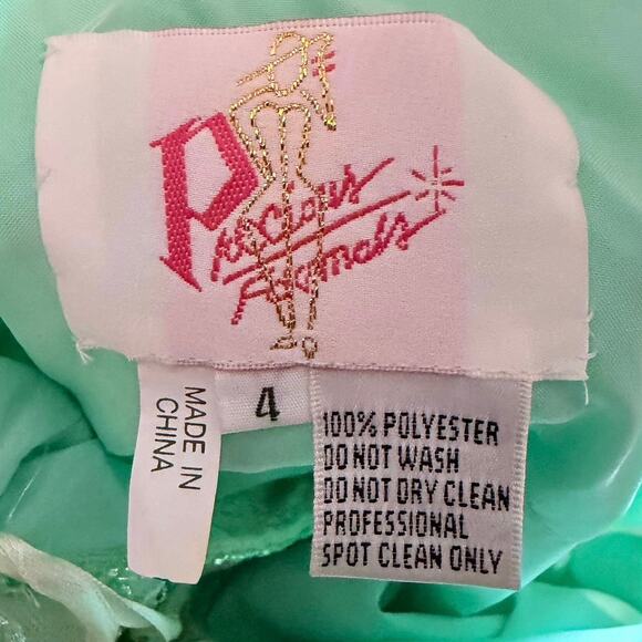 Precious Formals Mint Green Beaded 2 Piece Dress Lace Up Back Size 4 Y2K whimsi - Picture 3 of 16